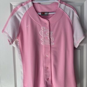MLB Nike Women’s Pink and White St. Louis Cardinals Jersey Size L